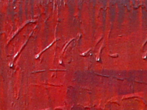 detail showing words of Color image of Swartz painting: And the fire and the rose are one