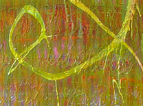 detail showing words of Color image of Swartz painting: Being between two lives