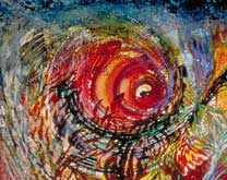 Color image of detail from Swartz work on paper: A Verse for the eleventh Hour, Fragment #1